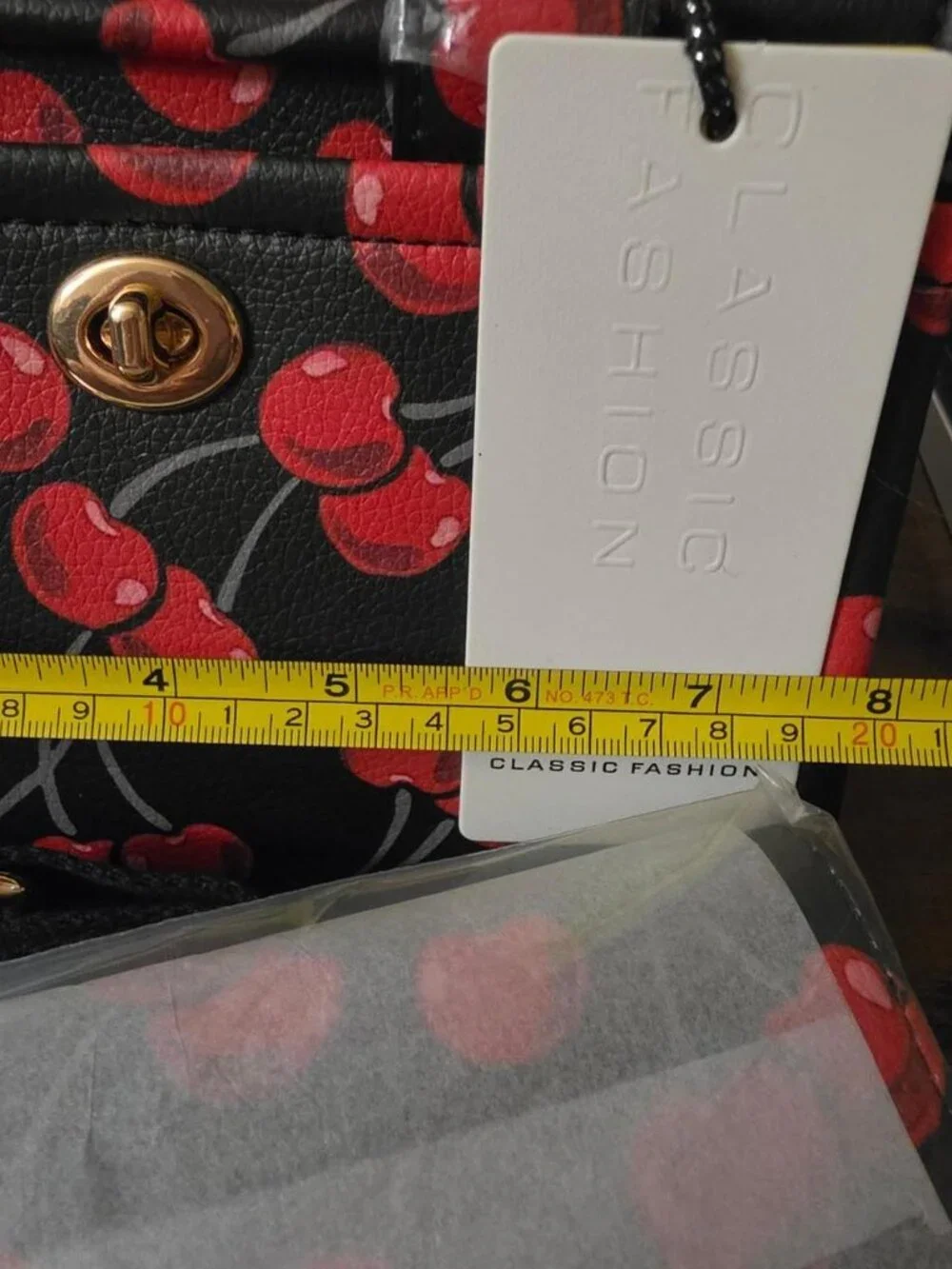NWT Classic Fashion Cherry Print 2-in-1 Satchel Tote Bag with Matching Wallet